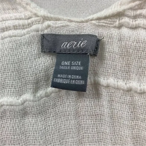 Aerie Womens White Crochet Fringe Hem Open Front Kimono Cover Up Cardigan OS - Picture 4 of 7